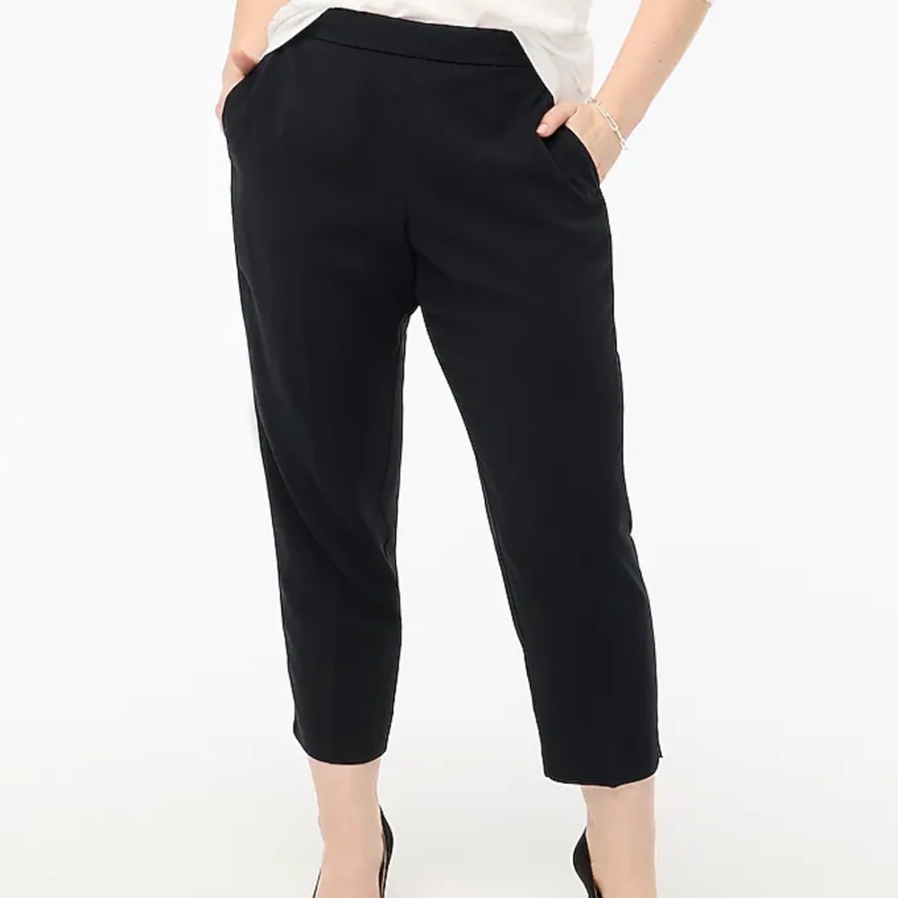 J. Crew Linen-Cotton Blend With Elastic Waist/Drawstring Black Relaxed Pants
